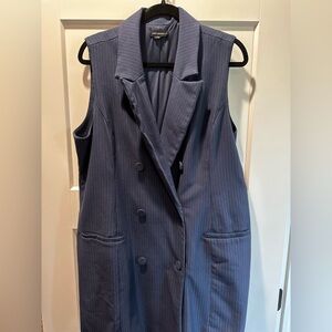 Double-Breasted Sleeveless Pinstripe Dress